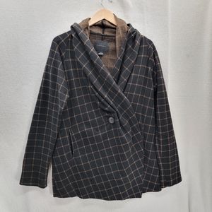 Sanctuary Plaid Black & Brown One button Cardigan Size-M